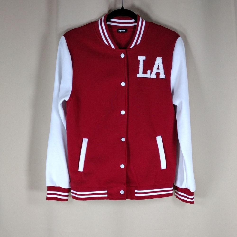 Angel Cult Women’s XS Red White Varsity Jacket LA Streetwear Sporty Casual